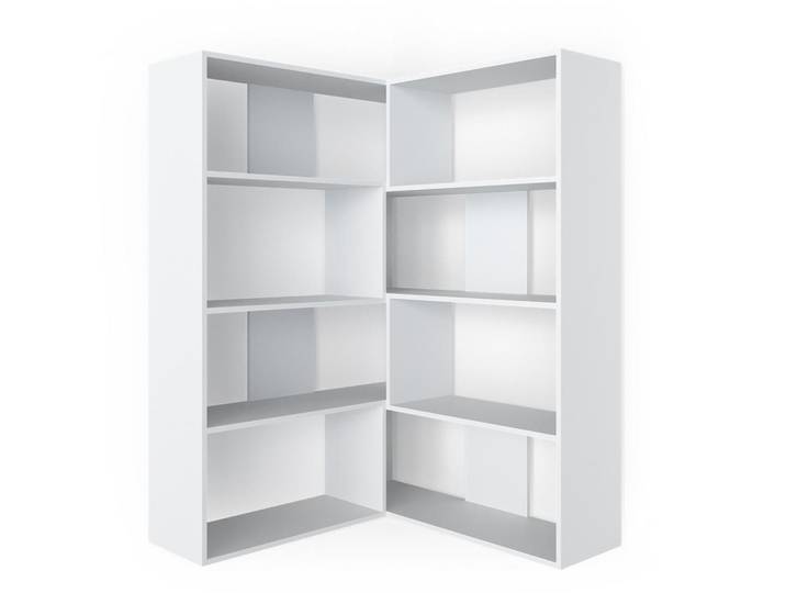Vicco Eckregal Laine Weiß 170 x 142.4 cm, Holzwerkstoff, 8 Fächer, Formgebogen, 170x142.4x29.6 cm, Wohnzimmer, Regal, Eckregale
