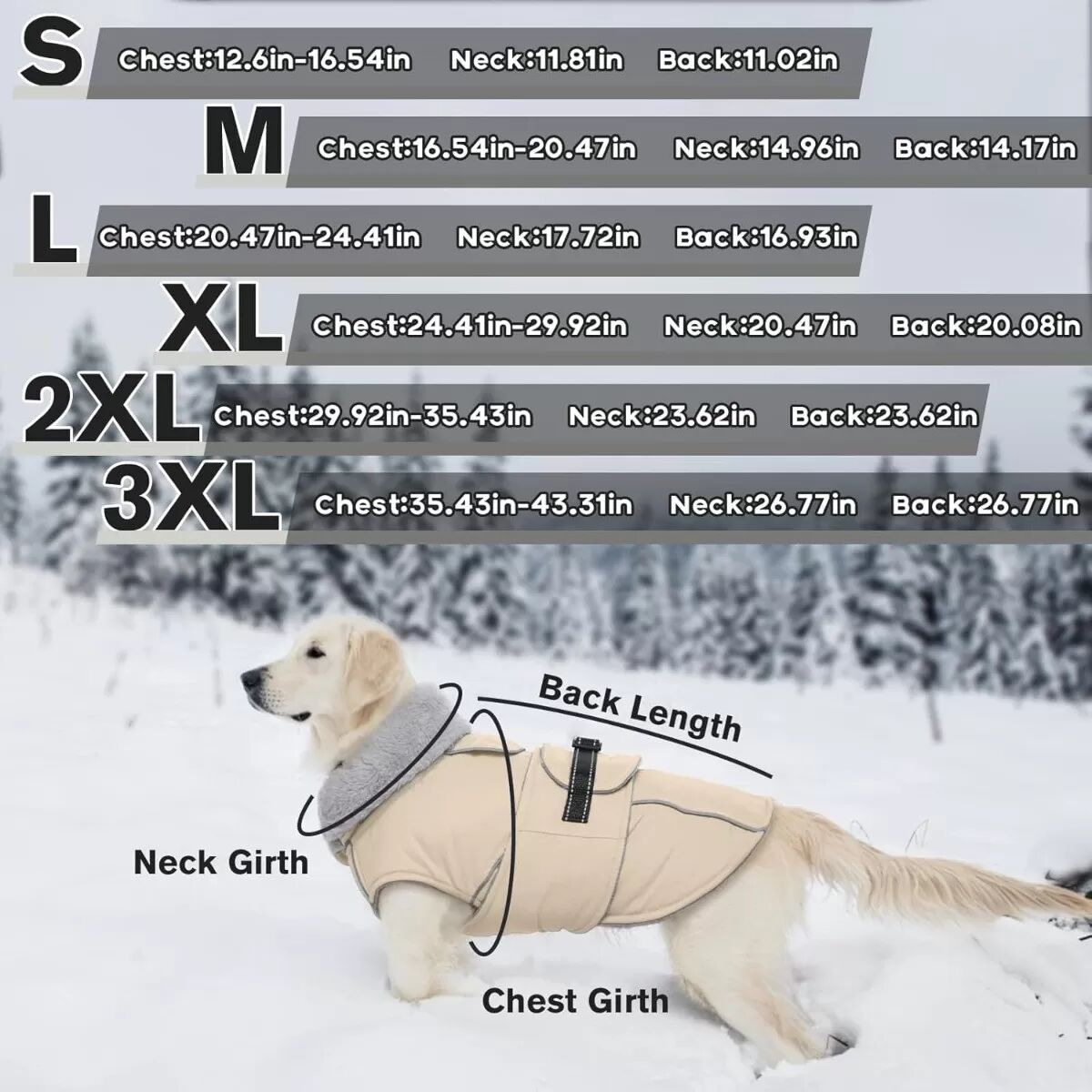INF Funktioneller warmer Hunde Wintermantel - Isolierte und winddichte Haustierjacke XL