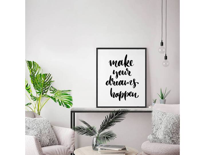 Bild Make Your Dreams Happen Rahmen: Massivholz Buche, lackiert Abdeckung: Plexiglas Multicolor 52 x 62cm