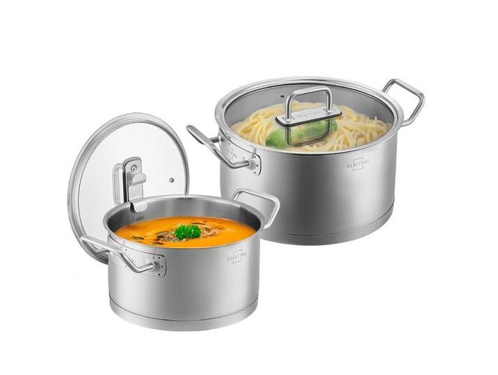 SILBERTHAL Kochtopf Topfset, Edelstahl (2er Set 3,5 & 5,8L, 2-tlg), spülmaschinenfest, rostfrei, induktionsgeeignet