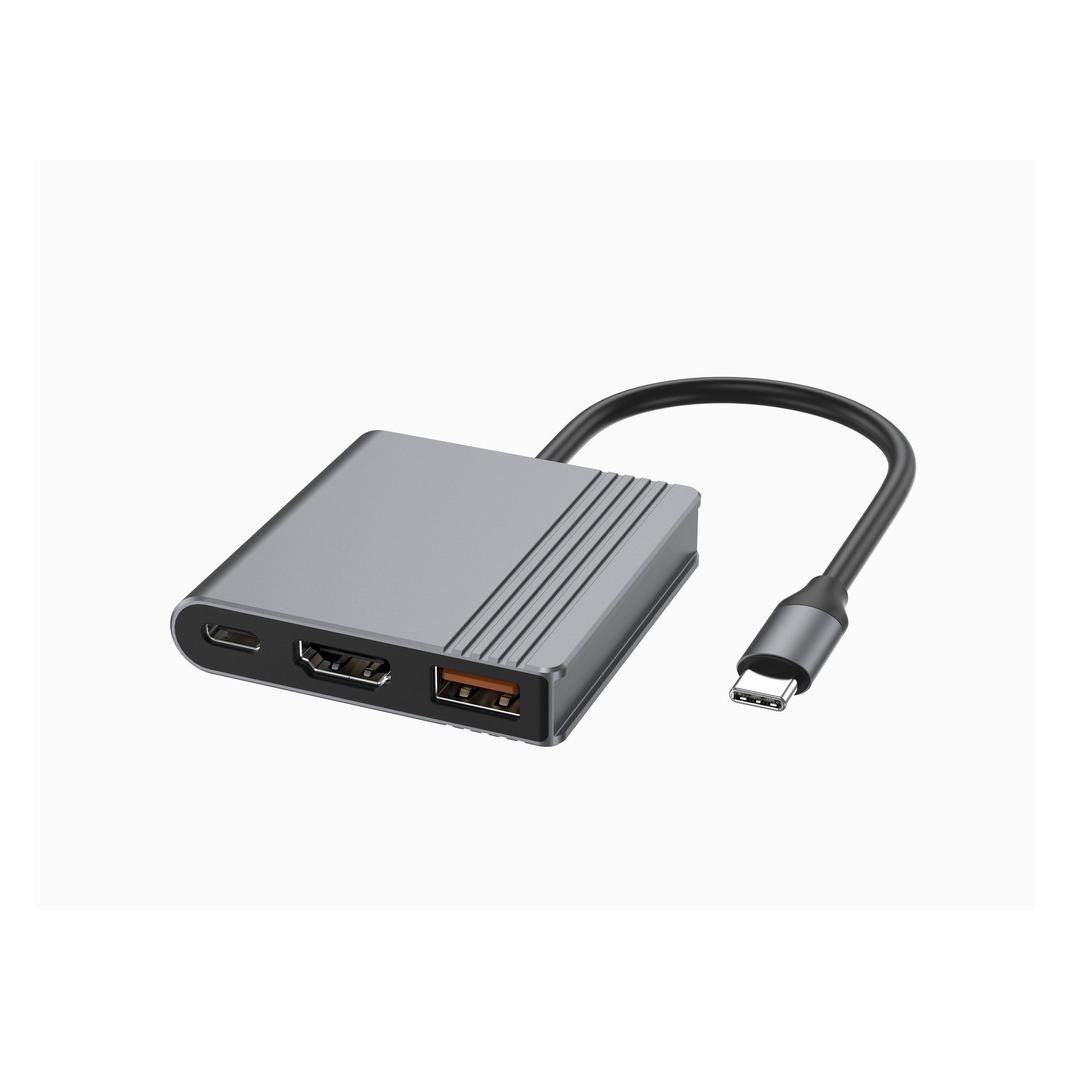 Gembird Multi Adapter (Port USB + HDMI + Wideo Usb-C) Gwiezdna Szarość (USB-C, 3 Ports) (A-CM-COMBO3-05)