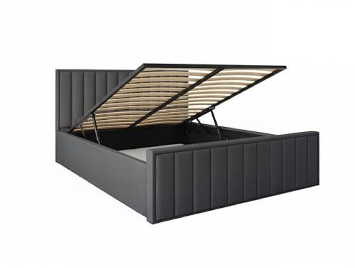 FurnitureByJDM Polsterbett 200x200 mit Stauraum Komfortables Bett mit Gasdruckfeder, Lattenrost & geräumigem Bettkasten – Stauraumbett Ohne Matratze – MALAGA (DunkelGrau)