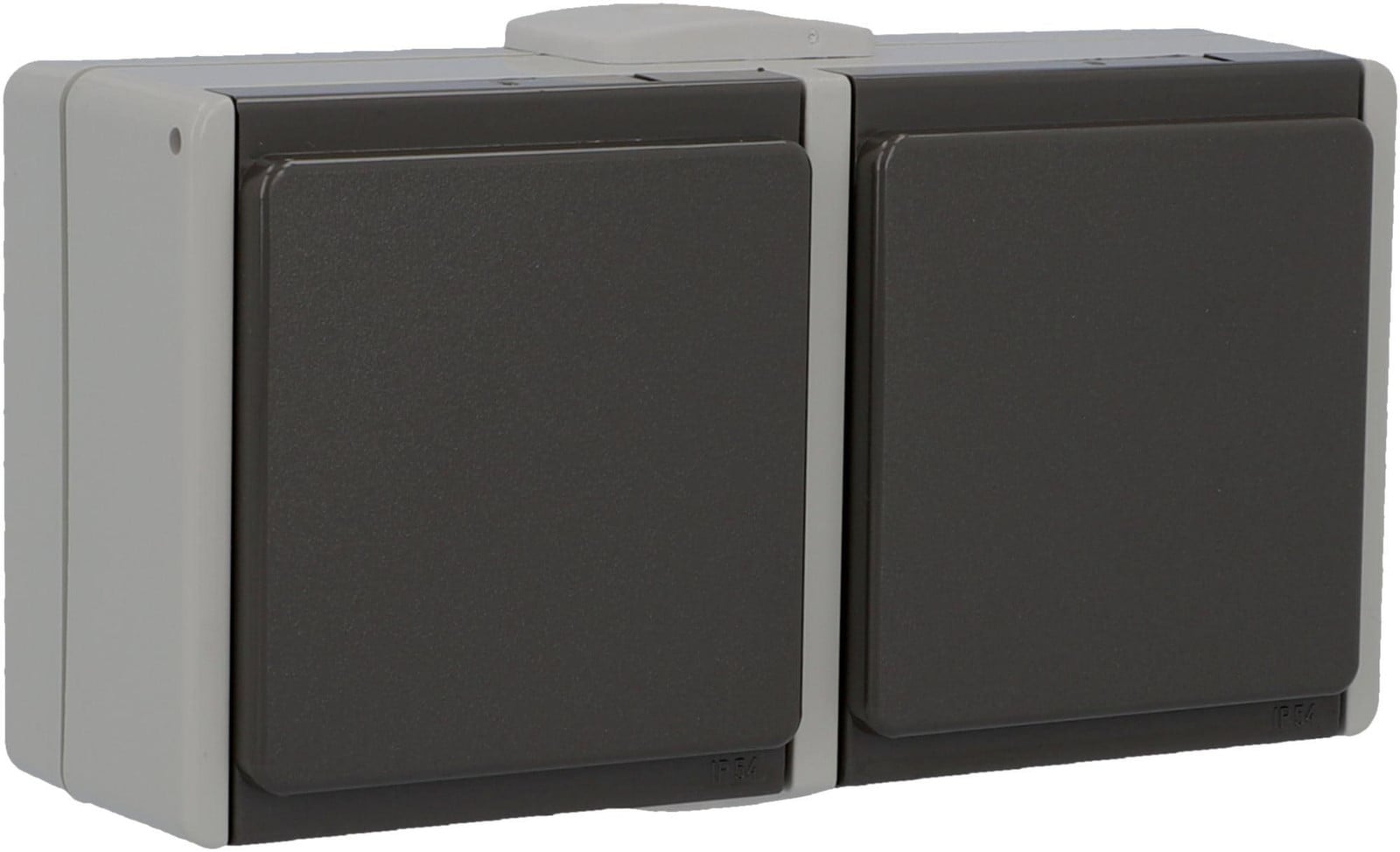 Selius Dubbel opbouwstopcontact IP54 met klapdeksel, grijs/donkergrijs