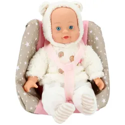 Toi-Toys BEAU Babypuppe 33 cm – Babypuppe im Kindersitz für Kinder ab 2 Jahren – Rollenspiel