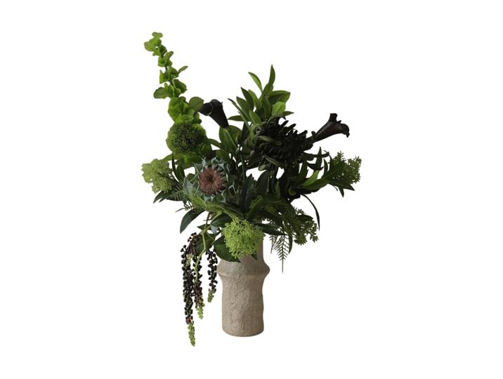 Botané Bouquet artificiel Verdant Noir Calla-chrysanthème araignée-tournesol d’automne, 92 cm, 13 pièces