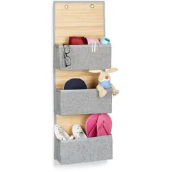 Relaxdays Hängeaufbewahrung Bad für Wand und Tür Grau,Hellbraun