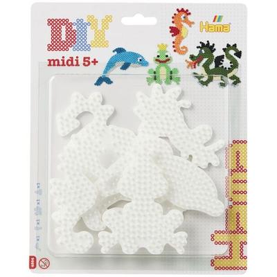 Hama 4584 - Stiftplatten 4er Set (Delfin/Drache/Seepferdchen/Frosch) für Midi-Bügelperlen