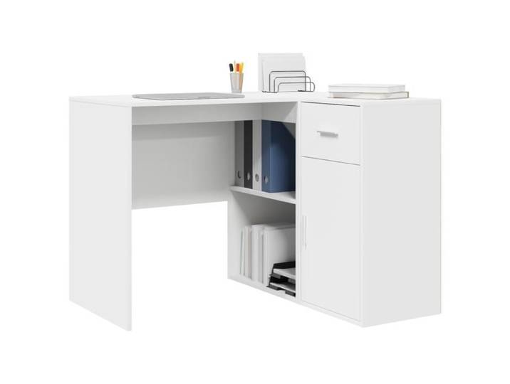 Stable&Durable - Blanc - 1xBureau d'angle avec tiroir Blanc 102x88x75 cm - Table de travail HS659263592