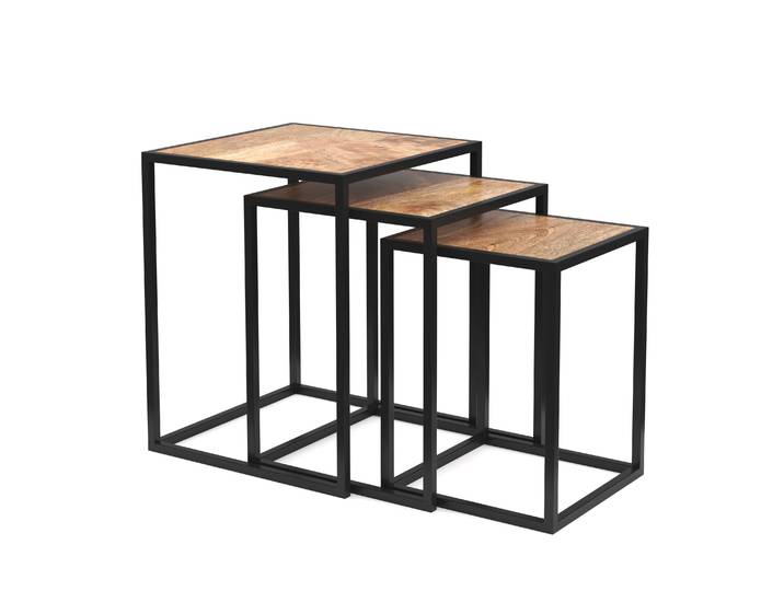 Beistelltisch Holz TIMO 3-teilig natur/schwarz