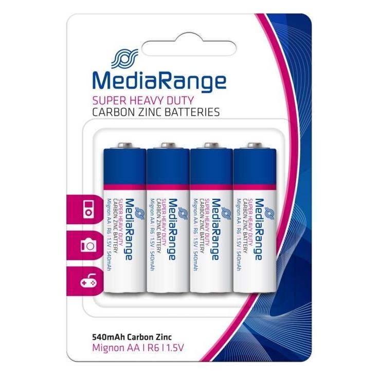 MediaRange BATTERY CARBON-ZINC AA 1.5V/4PCS MRBAT144 (4 Stk., AA, 540 mAh) (MRBAT144)