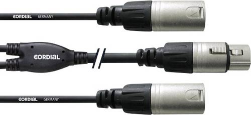 Cordial CFY0.3FMM XLR Adapterkabel [2x XLR-Stecker - 1x XLR-Buchse] 30.00cm Schwarz