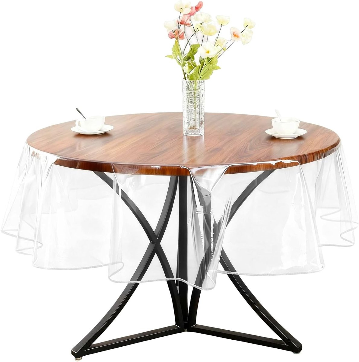 Transparant rond tafelkleed van PVC, 152 cm, wasbaar