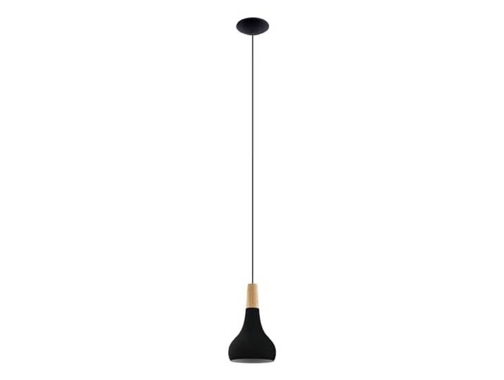 Eglo Suspension luminaire Sabinar\, lustre scandinave pour salon et salle à manger\, FSC100HB\, lampe de plafond suspendue en métal noir et bois nature\, douille E27\, Ø 18 cm