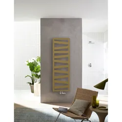 Zehnder Design-Heizkörper Ribbon RB-100-050, 965x30x500 mm, Beach Gold, montagefertig mit Wandkonsolen