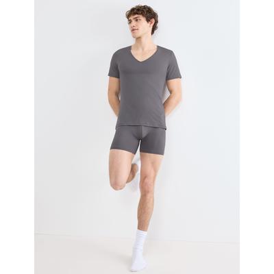 Unterziehshirt SLOGGI "SLG Base V Neck Shirt", Herren, Gr. M, N-Gr, grau (shiver), Single Jersey, Obermaterial: 95% Baumwolle, 5% Elasthan, Unterhemden, weiches und edles Material