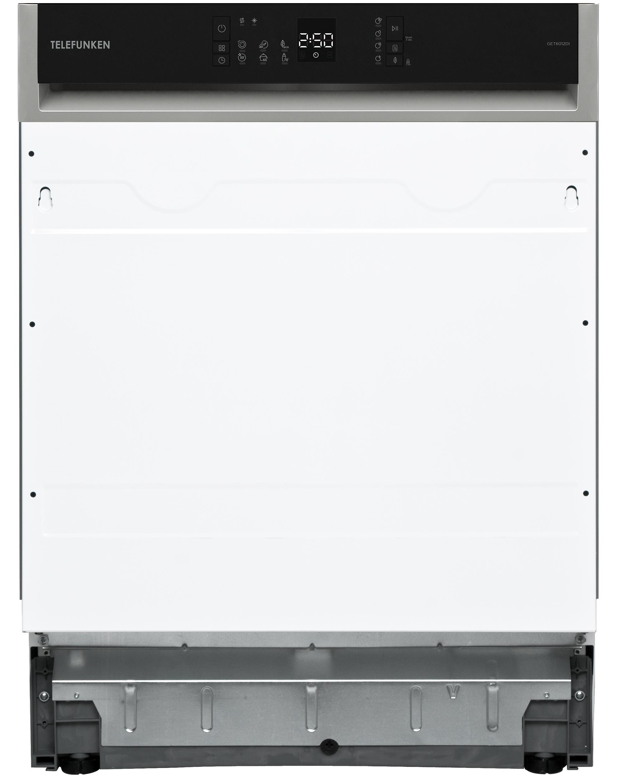 Telefunken Geschirrspüler 60 cm teilintegrierbar, Einbau Spülmaschine, 12 Maßgedecke, 6 Programme, AquaStop, GET6012DI