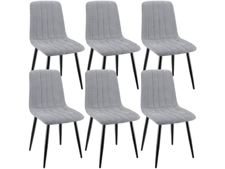 ANVOFONG Esszimmerstühle 6er Set,Leinenstoff Grau Stuhl Gestreiftes,Esszimmerstuhl mit verstärkten Stuhlbeinen,Küchenstuhl Polsterstühle,Stuhl für Esszimmer,Küche & Wohnzimmer