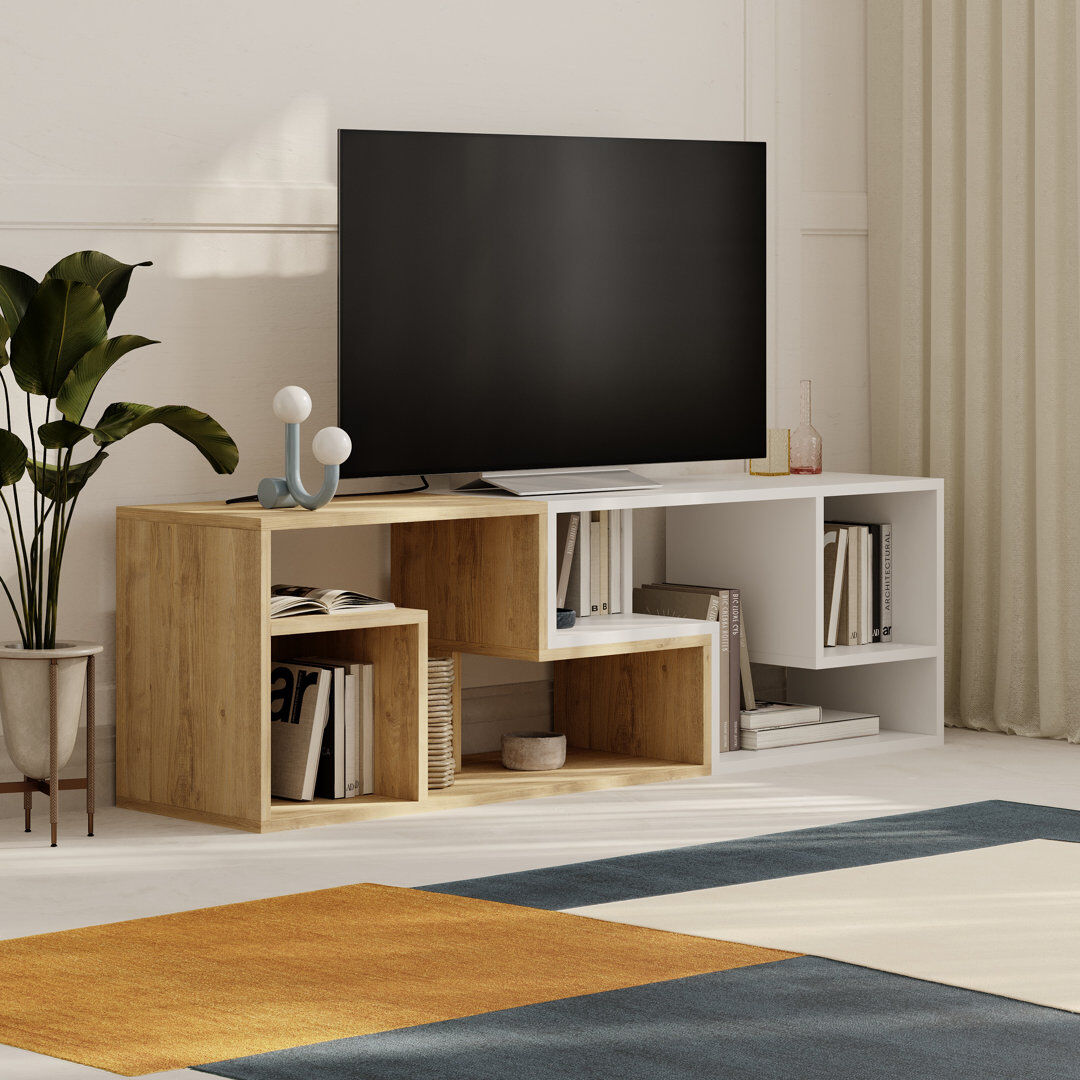 17 Stories Glis Corner TV Stand Versatile and Stylish Media Unit for Modern Living Spaces Oak/White 32"