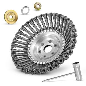 S&R Drahtbürste 135.200.101, Unkrautbürste Ø 200mm, für Freischneider, 25,4mm, mit gezopften Borsten aus Stahl