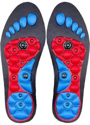 Healfit Counter Magnetic Therapy Insoles, Anti fatigue Insole, Foot Arch Support Weight Loss Shoe Pads black Red s