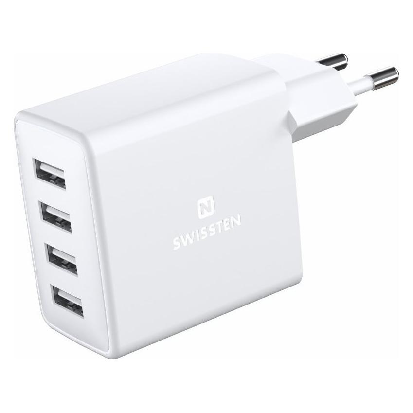 Swissten Travel charger with 4x USB 4A 20W white (20 W, 4 Ports) (22053100)