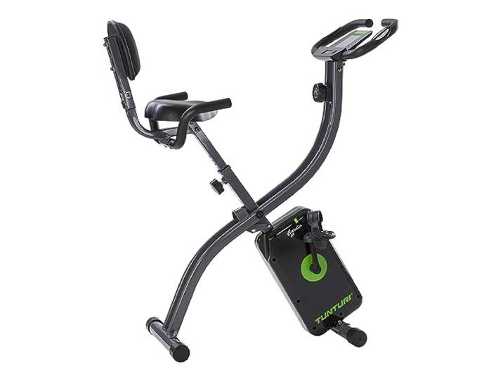 Tunturi Cardio Fit B25 X Bike Heimtrainer Fahrrad klappbar/Fitnessfahrrad/Hometrainer Fahrrad Trainer mit Rückenlehne +Tablethalterung und LCD-Bildschirmanzeige - Schwarz