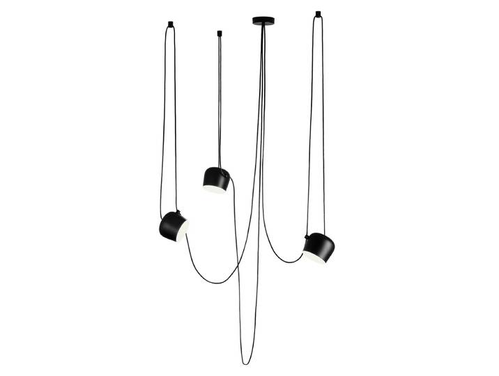 Flos - AIM Small LED-Pendelleuchte mit Baldachin, schwarz (3-flammig)