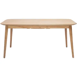 Erweiterbarer Tisch mit integrierten Verlängerungen rechteckig aus hellem Holz mit Eichenfurnier B160-210 cm ANK