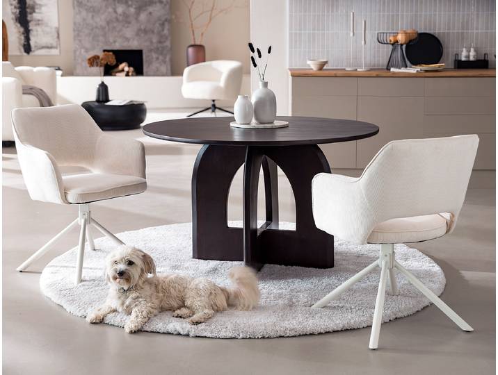 Massiver Esstisch NAMOSO Ø 120cm Braun/Dunkelbraun