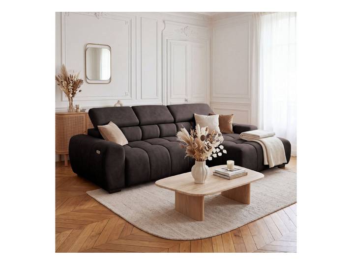 yourhouse24 Ecksofa ALLO mit elektrischer Sitztiefenverstellung – Velour (Salvador)