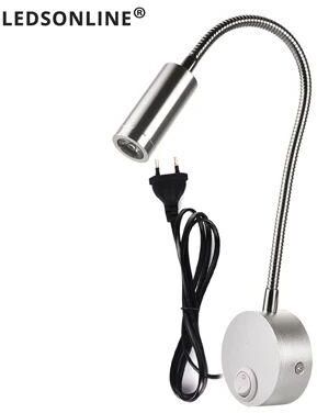 Inspired Living Modern Bedside Reading Light Wall Sconce With Flexible Gooseneck And On off Switch silver Eu Plug cool White(5500 7000k)