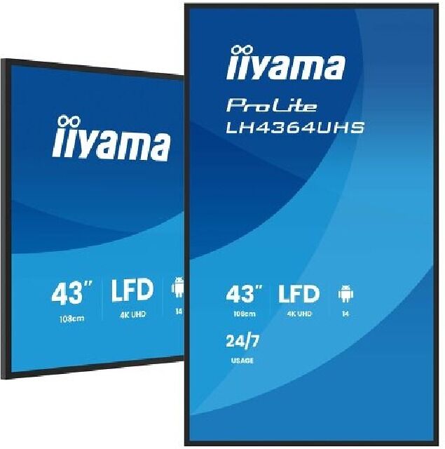 IIYAMA ProLite LH4364UHS-B1AG Écran UHD 4K de 43 pouces pour l'affichage numérique avec connectivité avancée et contrôle professionnel.