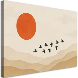 LEINWANDBILD Landschaft Vögel Abstraktion 120x80cm