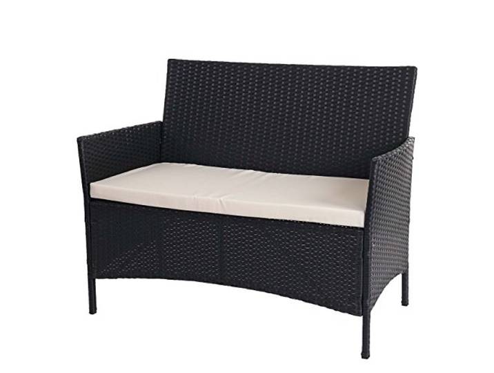Mendler Poly-Rattan Gartenbank Halden - anthrazit, Kissen Creme