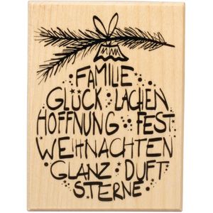 Rayher Motivstempel 29219000 Weihnachtsglück, aus Holz, 6 x 8 cm, für Stempelkissen
