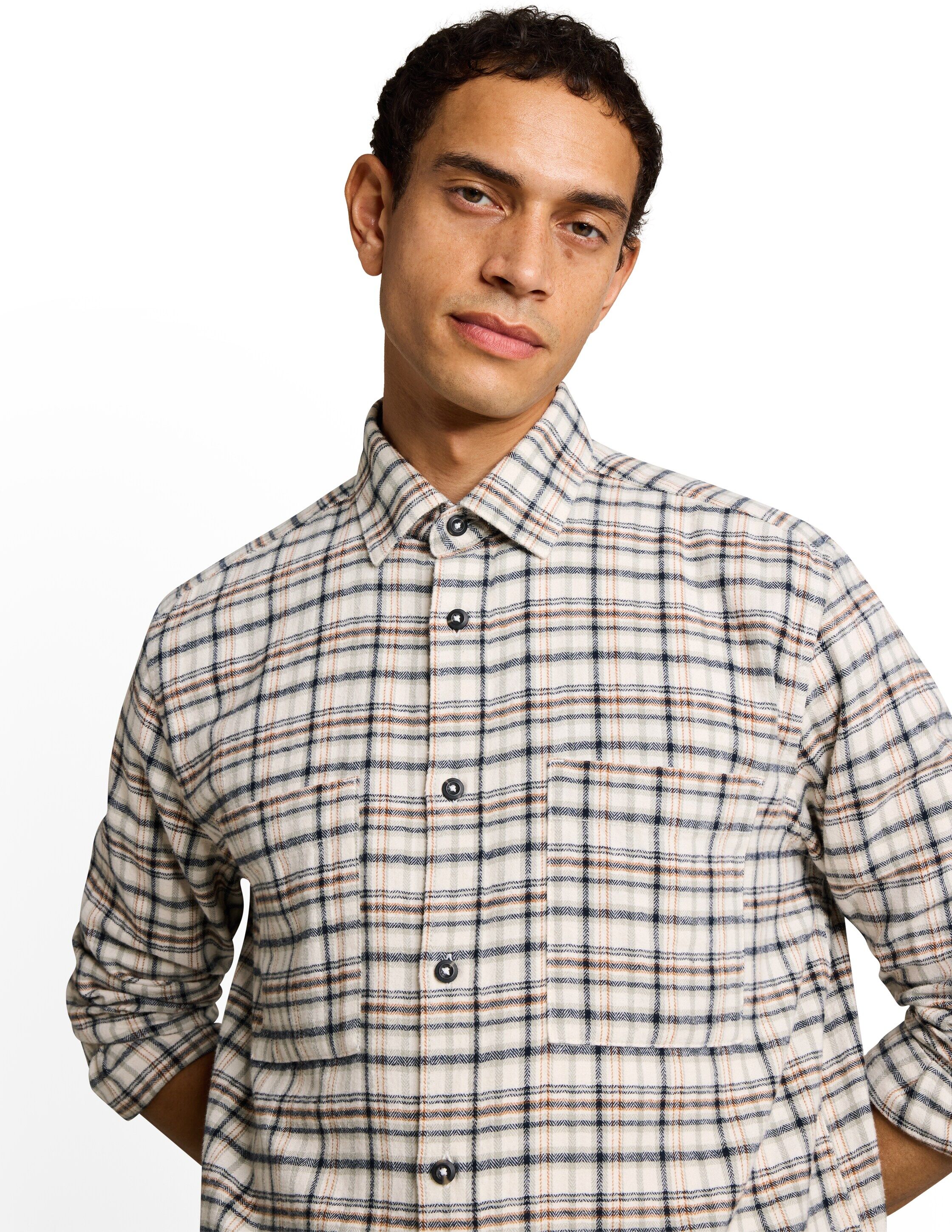 Langarmhemd TOM TAILOR, Herren, Gr. L, N-Gr, beige (weiß based mint check), Web, Obermaterial: 100% Baumwolle, regular fit taillenbedeckt, Manschette, Hemden Langarmhemd, mit Brusttaschen weiß based mint check L, N-Gr