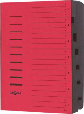 PAGNA Ordnungsmappe, für DIN A4, 7 Fächer, Pressspan, einzeln, rot
