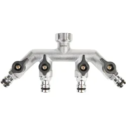 Geka, Schlauchanschluss + Schlauchverbinder, Vierwegeventil IG G 3/4 Zoll MS Cr plus Stecksystem