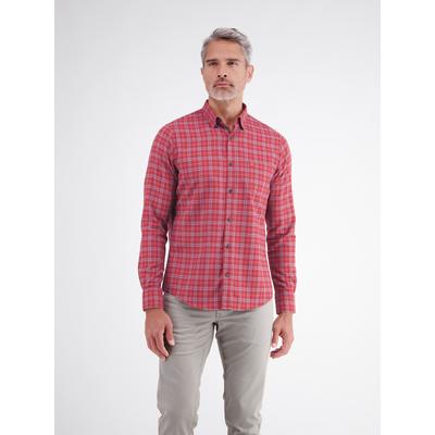 Karohemd LERROS "Sportliches Karohemd aus reiner Baumwolle mit Brusttasche", Herren, Gr. XL, Normalgrößen, muted rot, 100% Baumwolle, Hemden Karohemd