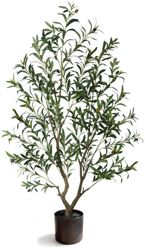 Lily Manor Artificial Olive Tree Tall Faux Olive Plant with Lifelike Olive Leaves Fake Tree Indoor Outdoor for Home Living Room Bedroom Balcony Corner Office Gar Green 5FT