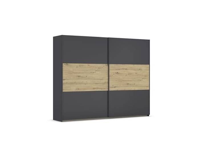 Rauch Möbel NEO, Schwebetürenschrank, Grau metallic/Eiche Artisan, 261 cm