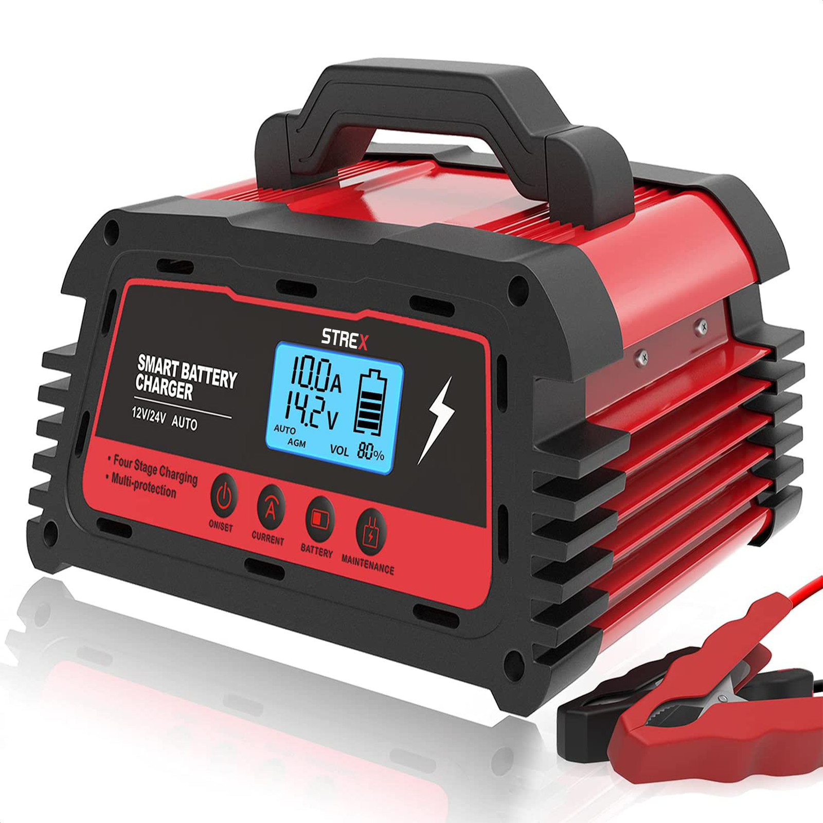 Strex SP227 Acculader 12/24V 5/10/25A met LCD-scherm en multibescherming