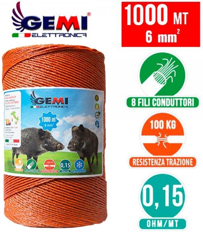 Gemi Elettronica Weidezaunlitze 1000 m 6 mm² für weidezaun elektrozaun für schafe rinder schweine gemi