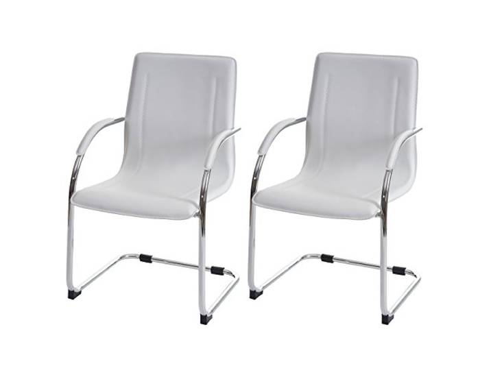 Mendler 2er-Set Esszimmerstuhl Samara, Stahl - weiß Freischwinger, Küchenstuhl, Lehnstuhl, Stuhl