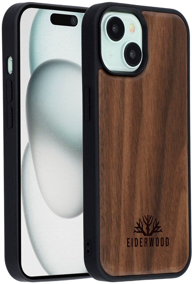 iPhone 15 - EIDERWOOD Magnetisk Træcover - MagSafe Kompatibel - Valnøddetræ