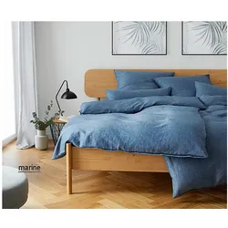 Elegante Bettwäsche Breezee - 155x220 cm + 40x80 cm marine