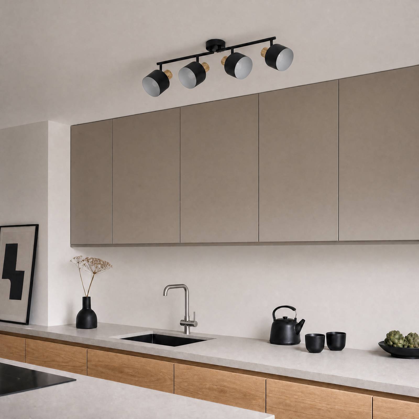 Lindby Deckenstrahler Lenja, 4-flammig, schwarz, E14, Metall Lenja Lindby, dimmbar, schwarz, für Wohn- / Esszimmer, Metall, Modern, Strahler