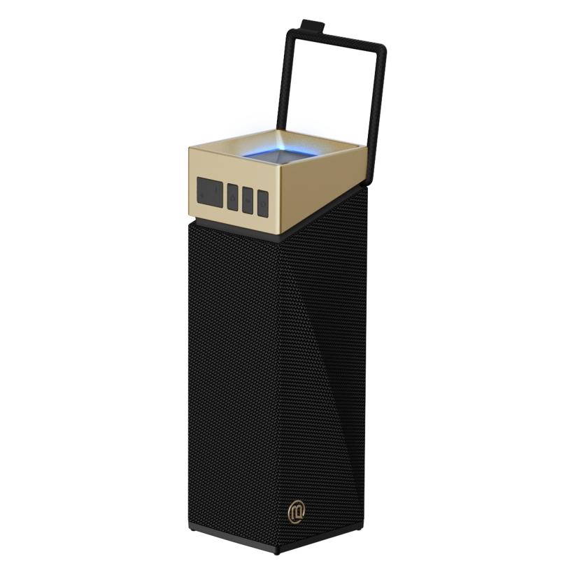 Bugani Bluetooth-Lautsprecher Brief TT, 60 W, RGB, wasserdicht, Schwarz-Gold (BS12307)
