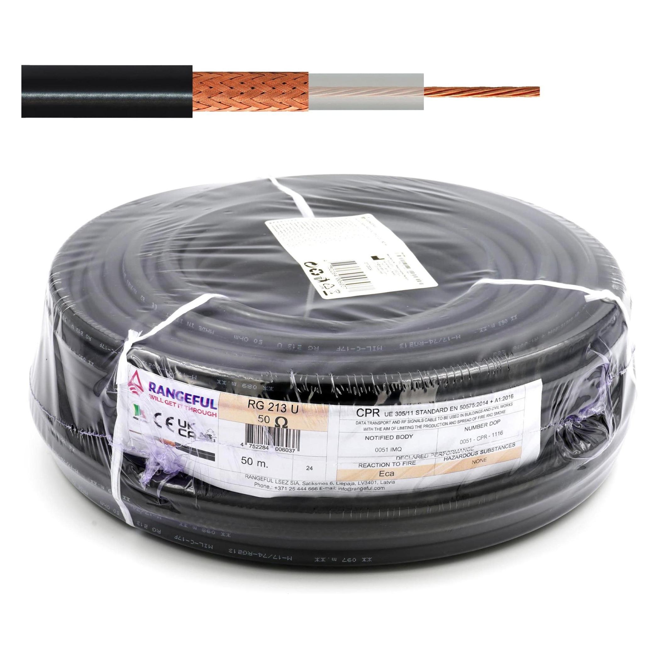 Rangeful RG213U 50m (164ft) All-copper RF Coaxial Cable 50 Ohm RG213U-PVC-50-IT (RG213U-PVC-50-IT)