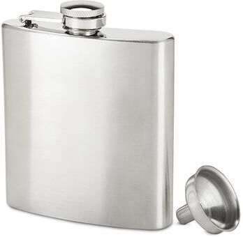 Inspire Daily Merch Leak Proof Hip Flask With Funnel Stainless Steel Drinking Flask For Liquor Whiskey Camping silver